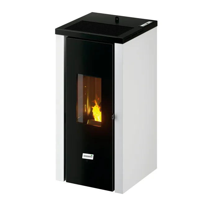 Estufa de pellets Benessere de 9,7 kW en color blanco