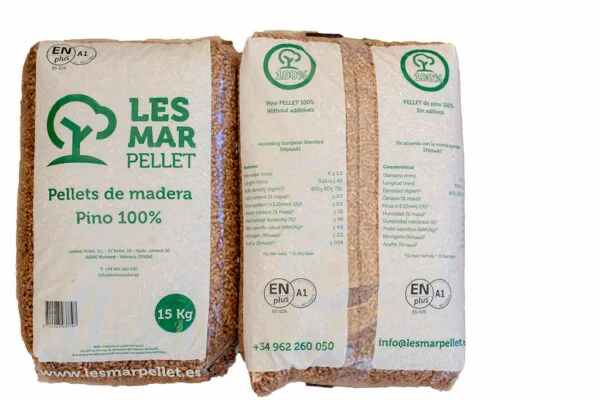 Palet de Pellet Lesmar 77 Sacos Certificado ENPLUS Pino 100% 15Kg - Imagen 3
