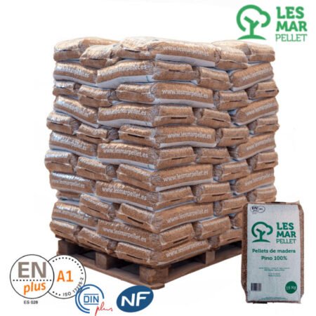 Palet de Pellet Lesmar 77 Sacos Certificado ENPLUS Pino 100% 15Kg