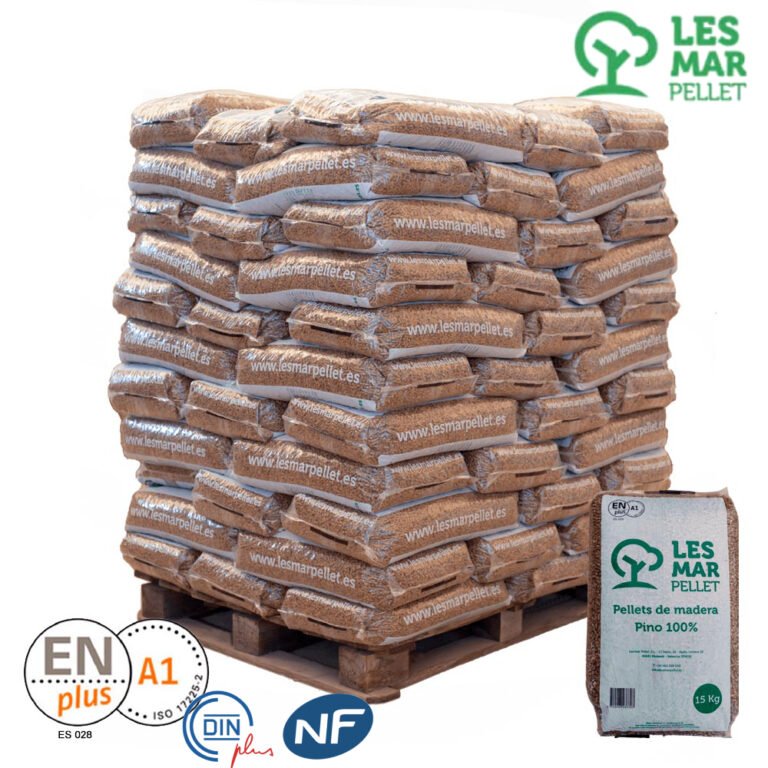 Palet de Pellet Lesmar 77 Sacos Certificado ENPLUS Pino 100% 15Kg