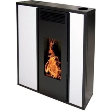 Estufa de Pellet TESSA 10 kW Estanca Concéntrica – Blanca con Mando a Distancia