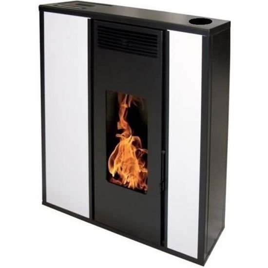 Estufa de Pellet TESSA 10 kW Estanca Concéntrica – Blanca con Mando a Distancia